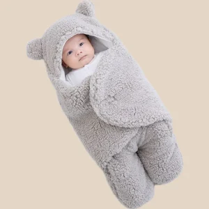 Omlottfilt med björnöron – Baby, Beige/Blå/Rosa/Vit, Fleece, Bomull
