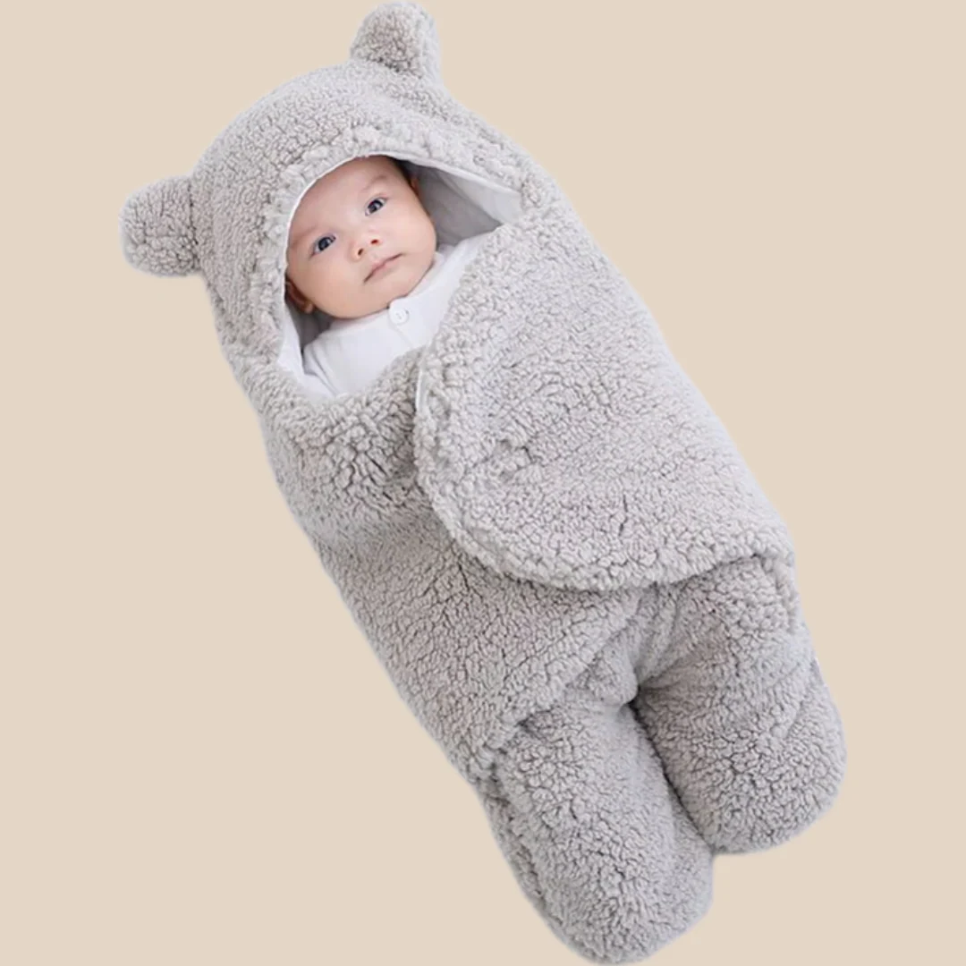 Omlottfilt med björnöron – Baby, Beige/Blå/Rosa/Vit, Fleece, Bomull