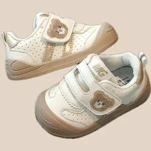 Sneaker med Kardborre – Björn Unisex, Khaki/Svart/Röd, Storlek 16–25