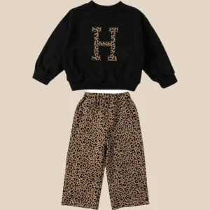 Set med tröja och byxor med leopardmönster – H Flickor, Bomull, Storlek 1–7 år
