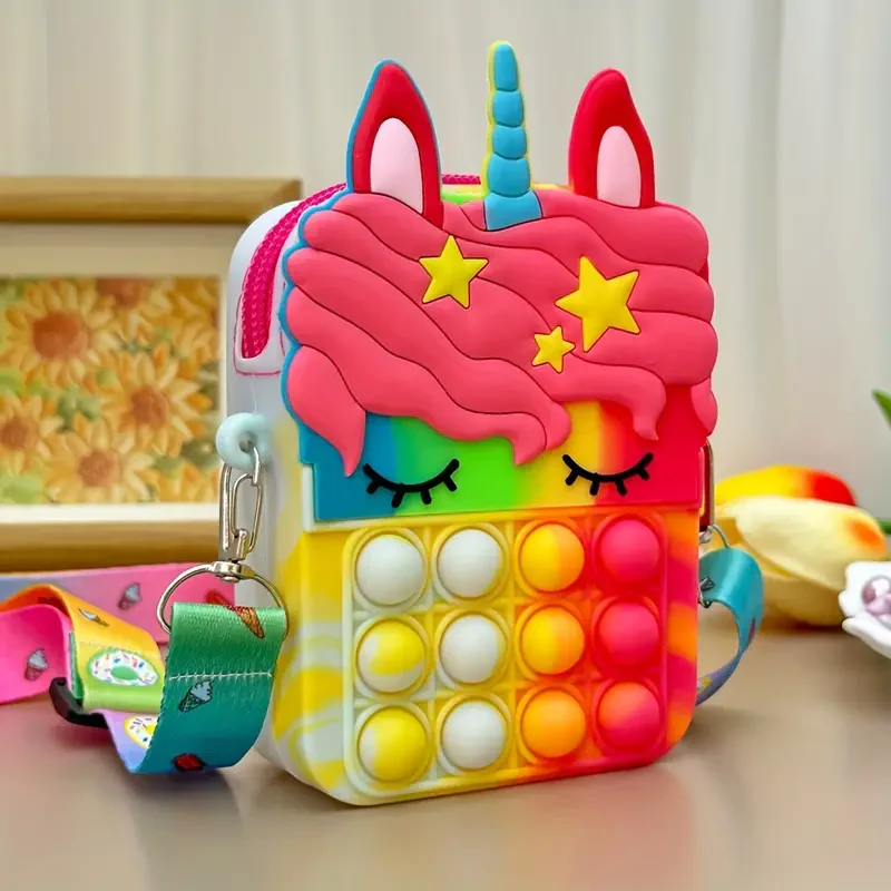 SparkleUnicorn Pop-it Ryggsäck – Magisk Enhörningväska för Barn | Stresslindrande & Lekfull - Bild 2
