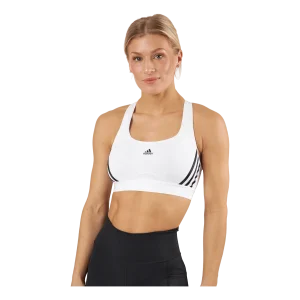 adidas Powerreact Training Medium-Support 3-Stripes Bra White