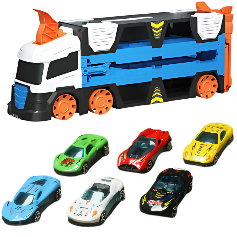 2-i-1 leksakstruck med racerbana – FlexiRacer | Bilset för barn 3+ år - Bild 5
