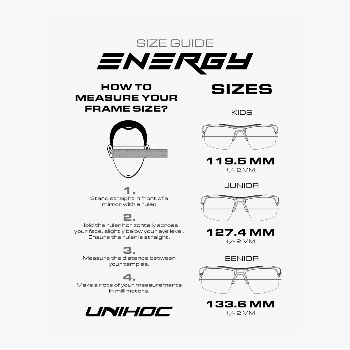 Unihoc Innebandyglasögon ENERGY SR Black - Bild 3