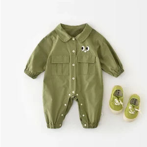 Jumpsuit – Kroko Äventyr Unisex, Grön, Bomull, Storlek 0–2 År