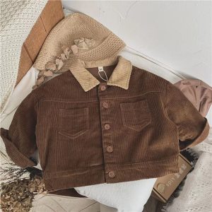 VintageCord Barn Corduroyjacka | Corduroyjacka Unisex | 9 Månader – 3 År | Varm Höstlook med Mjuk Krage