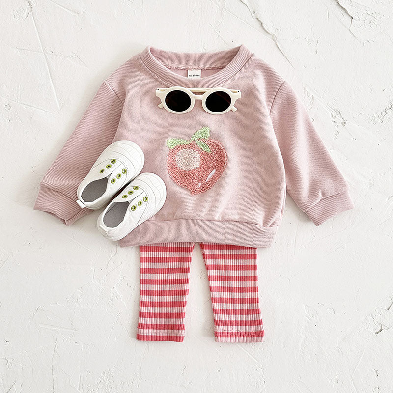 Set med leggings och tröja – BerryBabe Flickor, Rosa/Gul/Grön, Bomull, Storlek 0–3 år - Bild 5