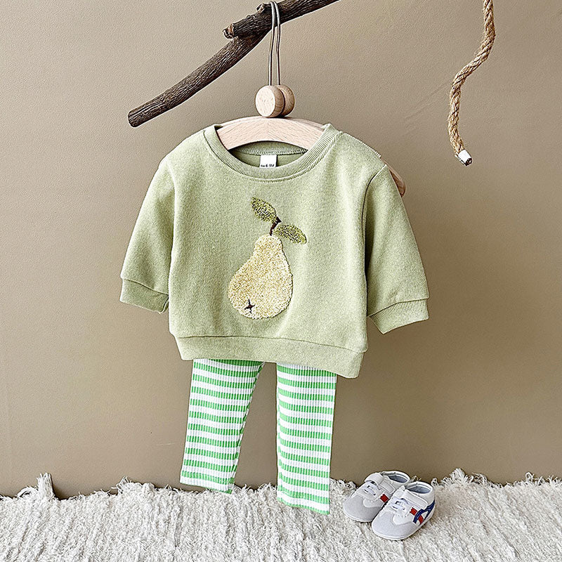 Set med leggings och tröja – BerryBabe Flickor, Rosa/Gul/Grön, Bomull, Storlek 0–3 år - Bild 6