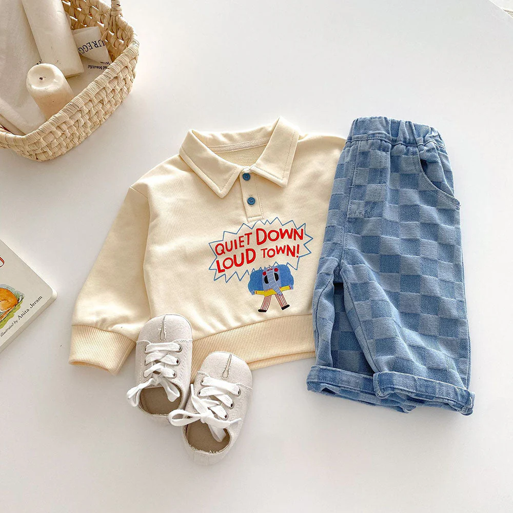 Livan Checker Denim – Stilren och bekväm jeansshorts för små äventyrare - Bild 2