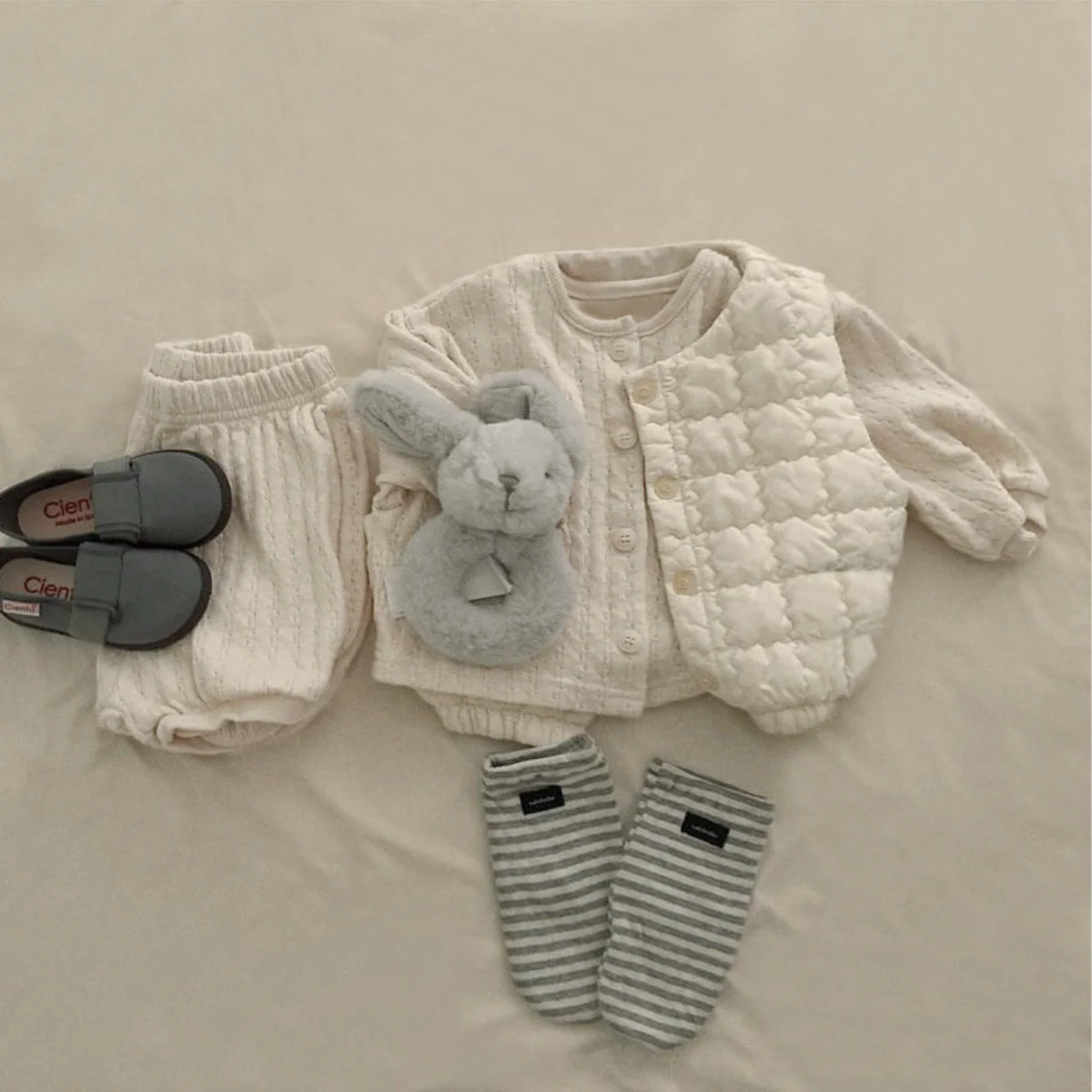 Vadderad Väst | CloudNest Unisex, Grå/Beige, Bomull, 0–3 år - Bild 8